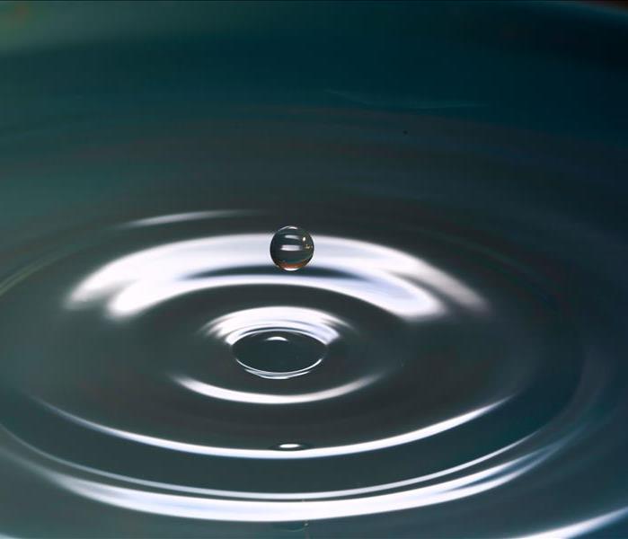 water drop in pool of water