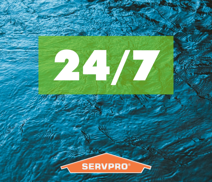 Picture of water with 24/7 text and SERVPRO logo